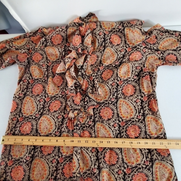 Lauren Ralph Lauren Paisley Print Ruffle Blouse Size 1X Button Front Shirt Femme - Picture 9 of 13